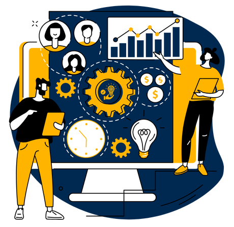 User interface of an enterprise software solution displaying analytics and project management tools